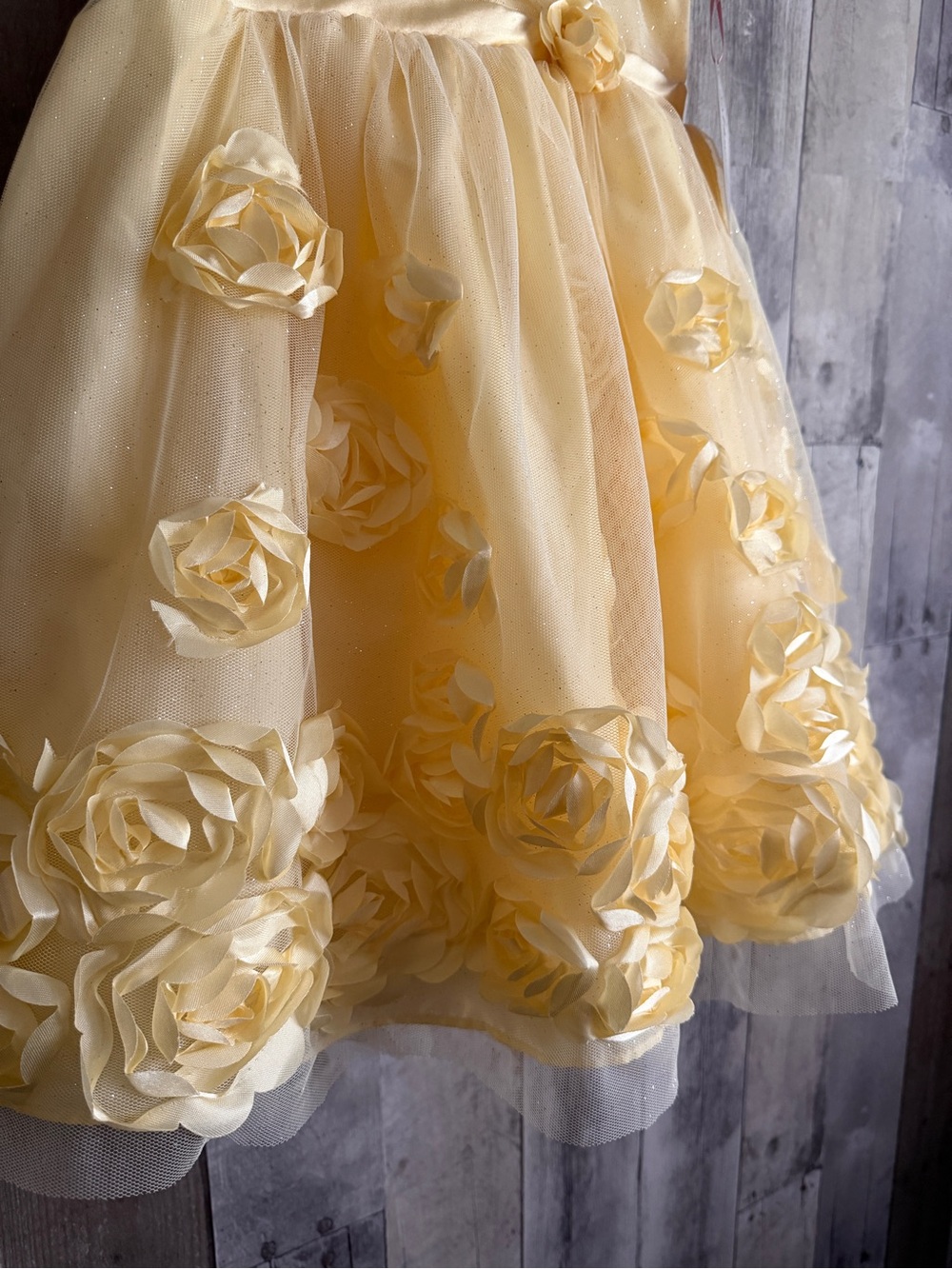 Yellow Floral Tulle Girls' Dress - Picture 16 of 16
